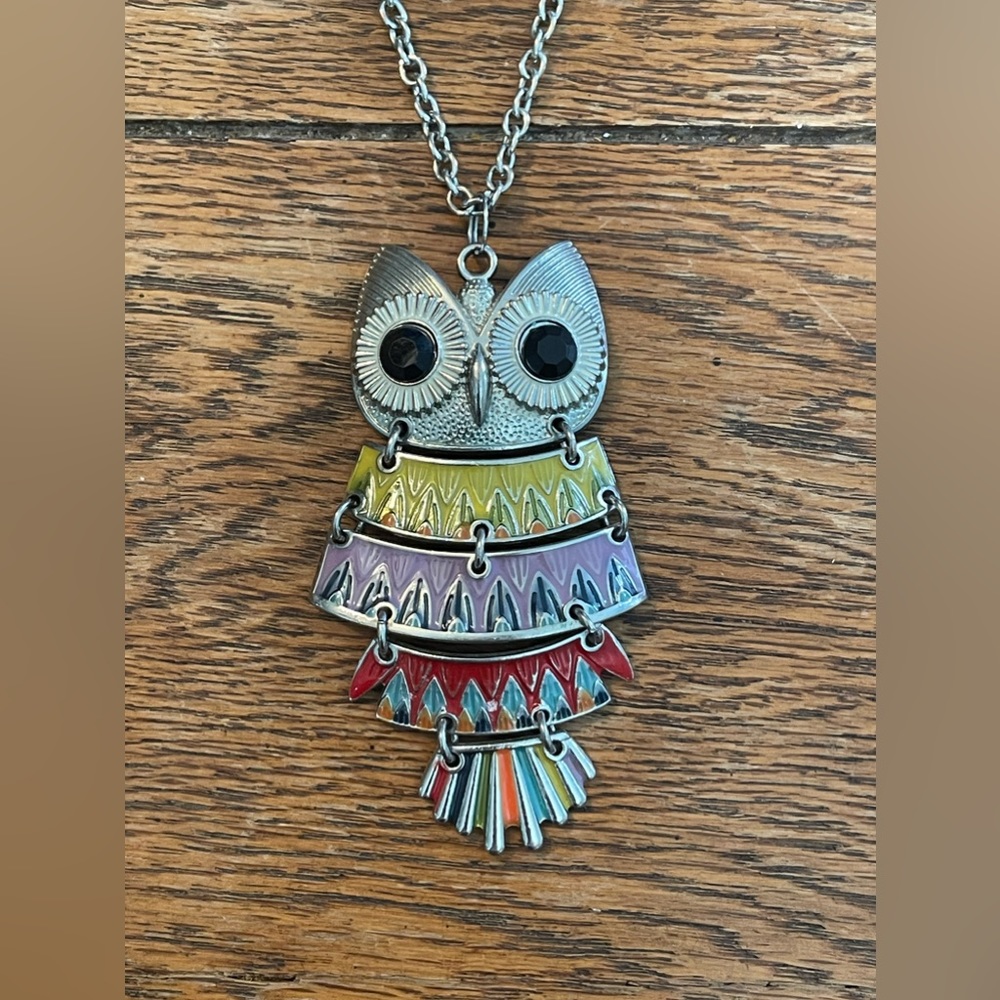 Extra Long Multi-Colored Owl Necklace